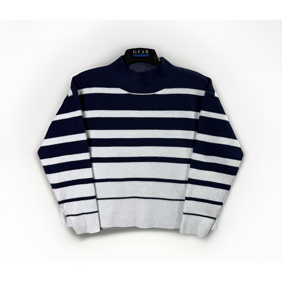 Anthropologie Sweaters - Anthropologie Maeve Women's Sweater M Striped Knit Pullover Navy White Soft Cozy